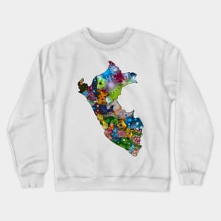 Spirograph Patterned Peru Regions Map Crewneck Sweatshirt